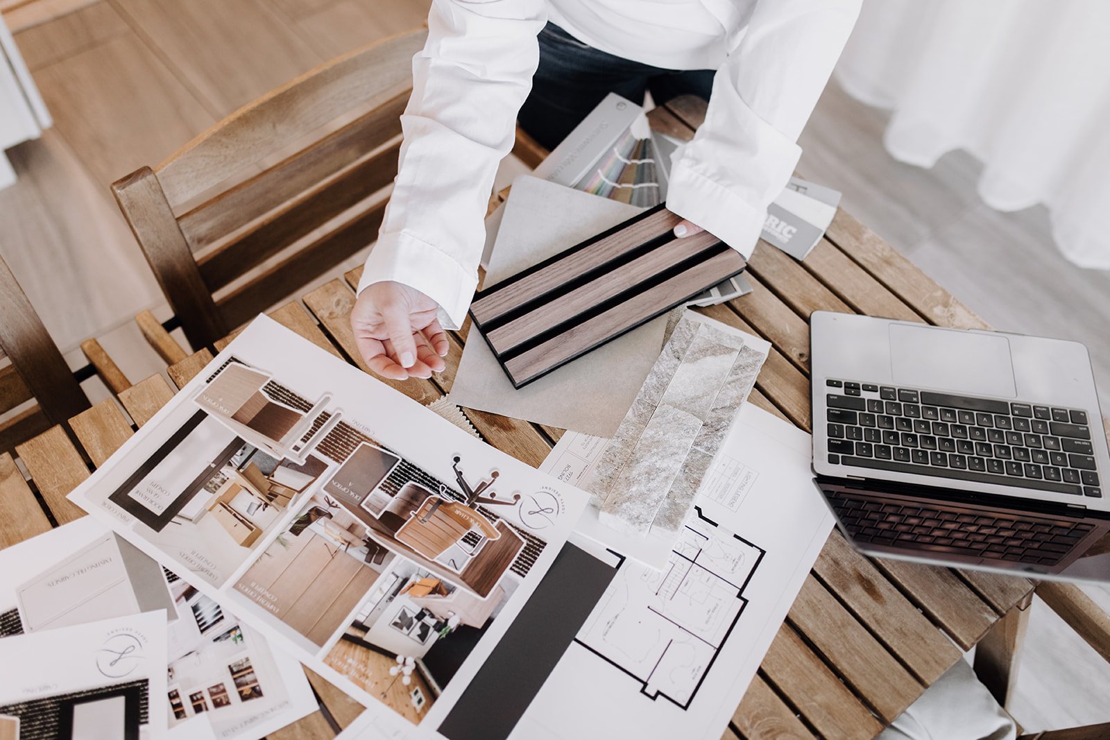 Professional designer discussing project requirements with client