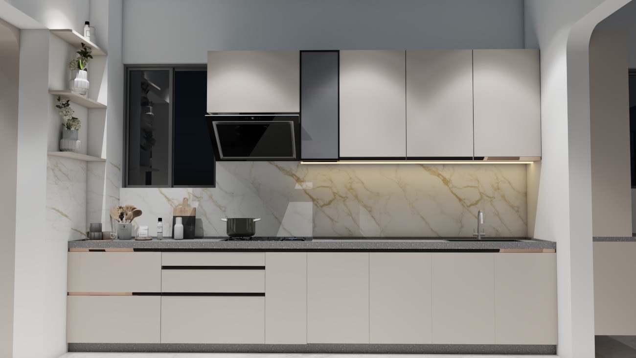 Minimalist kitchen design with island